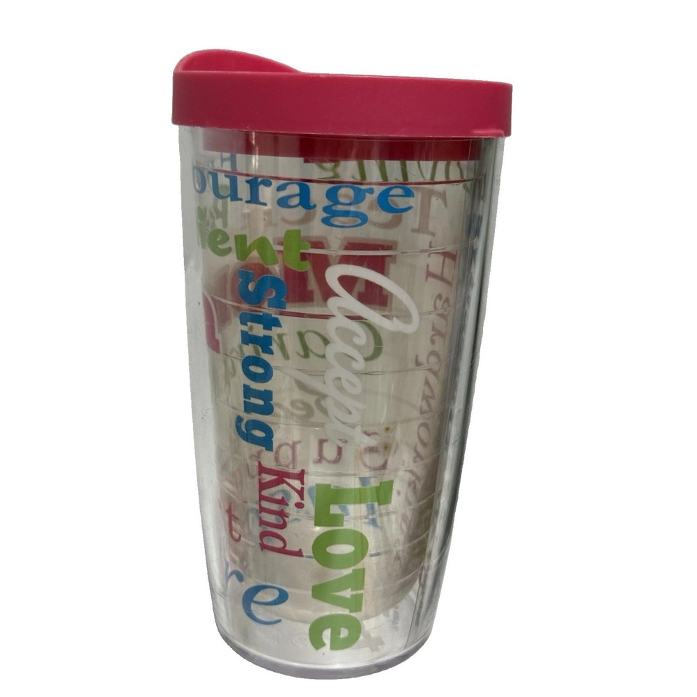 Tervis 16 Oz Tumbler With Pink Lid - MOM theme Tribute Very Good Condition